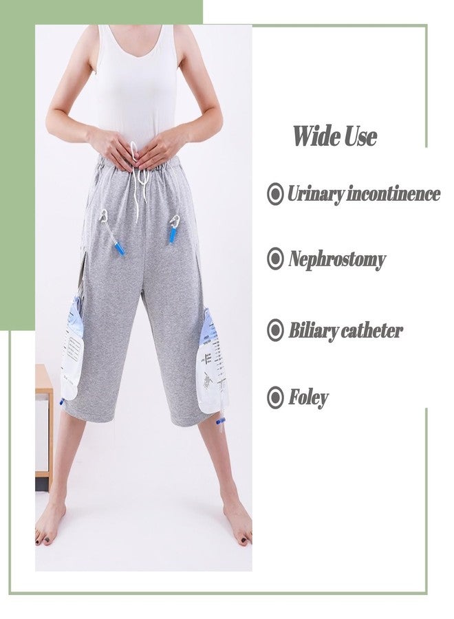 Lmaray Catheter Leg Bag Cropped Pants, Men Women Nephrostomy Bag Holder Pants to wear with catheters (Black, L - Image 2