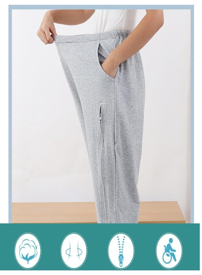 Lmaray Catheter Leg Bag Cropped Pants, Men Women Nephrostomy Bag Holder Pants to wear with catheters (Black, L - Image 4