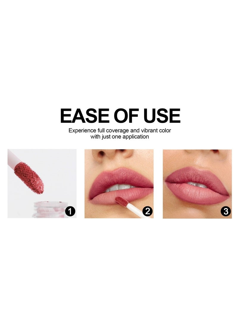 Huitich 6-Piece Matte Liquid Lip Gloss Set Elegant Pink Gift Box - Image 5