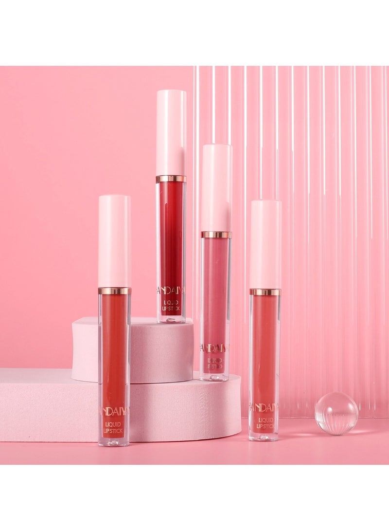 Huitich 6-Piece Matte Liquid Lip Gloss Set Elegant Pink Gift Box - Image 2