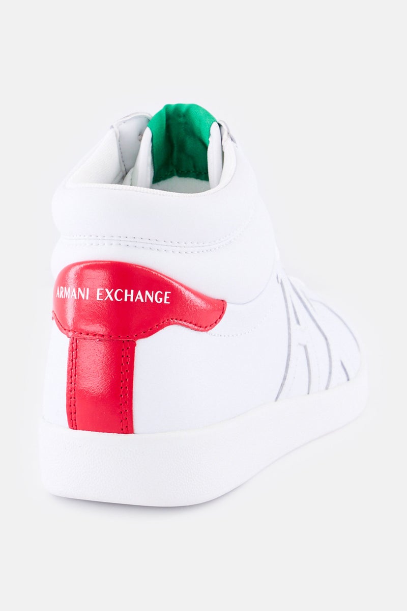 Armani Exchange Men Brand Logo Lace Up Casual Shoes, White - Image 4