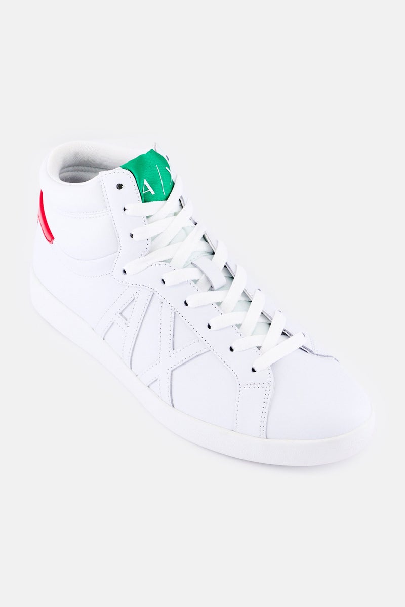 Armani Exchange Men Brand Logo Lace Up Casual Shoes, White - Image 1