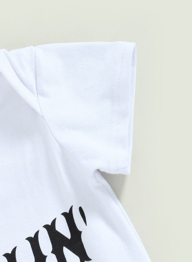 لاميوسا طقم ملابس صيفي مكون من 3 قطع من Lamuusaa، يتضمن رومبير بأكمام قصيرة وطبعة بقرة وبنطال واسع وبنطال واسع من الأسفل وعصابة رأس (أبيض، من 0 إلى 3 أشهر) - Image 3