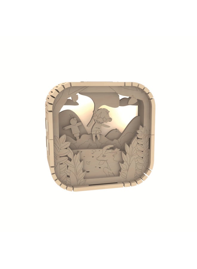 Cartoon Hot Diy Colored Night Light Creative Graffiti Wooden Three-dimensional Puzzle Assembled Toys-Color:L0106P-9 Autumn Paddy Field - Image 1