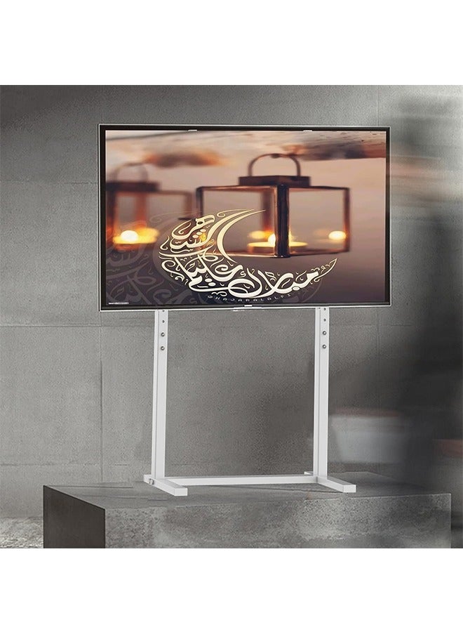 WISFOR White Floor TV Stand 32-100 Inch TV Mount Stand Floor TV Table Monitor Display Shelf for Led Oled Qled Screens Max VESA 800×400mm Holds up to 40 KG  - Image 2