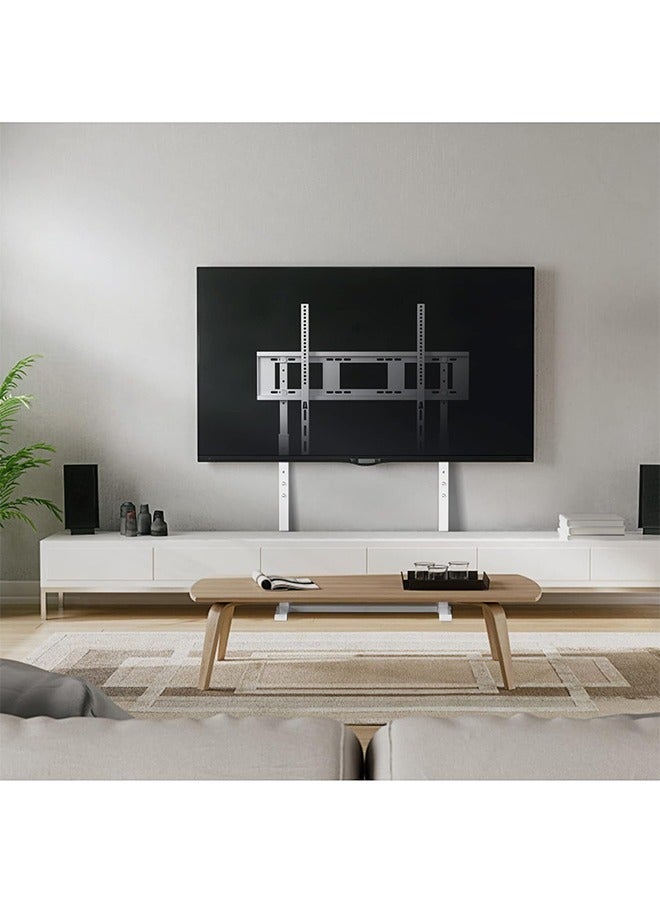 WISFOR White Floor TV Stand 32-100 Inch TV Mount Stand Floor TV Table Monitor Display Shelf for Led Oled Qled Screens Max VESA 800×400mm Holds up to 40 KG  - Image 5