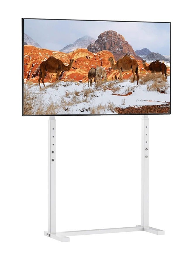 WISFOR White Floor TV Stand 32-100 Inch TV Mount Stand Floor TV Table Monitor Display Shelf for Led Oled Qled Screens Max VESA 800×400mm Holds up to 40 KG  - Image 1