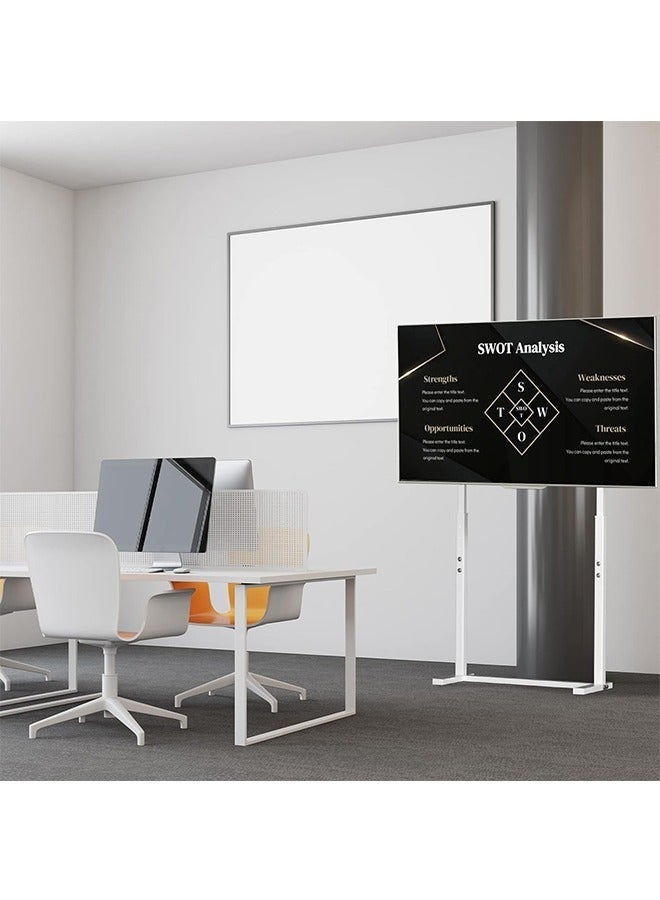 ويسفور حامل تلفزيون أرضي أبيض مقاس 32-85 بوصة، حامل تلفزيون أرضي، طاولة تلفزيون، رف عرض لشاشات LED وOLED وQLED، أقصى قدر من التوافق مع معيار VESA 800×600 مم، يتحمل حتى 40 كجم - Image 3