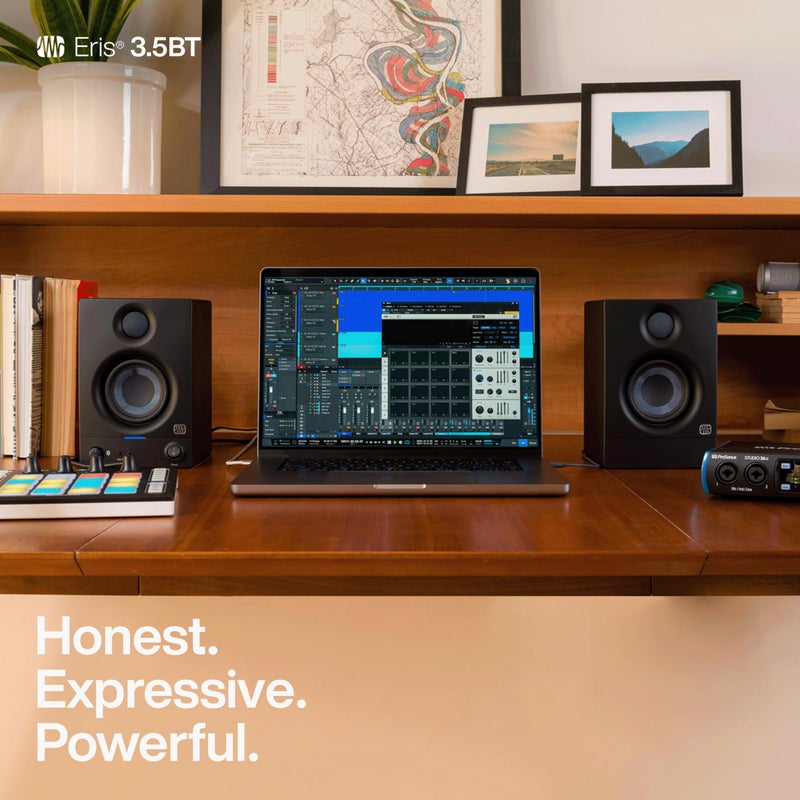 PreSonus Eris 3.5BT Studio Monitors, Pair â€” 3.5" Inch Powered Bookshelf Speakers, Stereo, Desktop Computer, Near Field Music Production, Audio Mixing Recording - Image 2