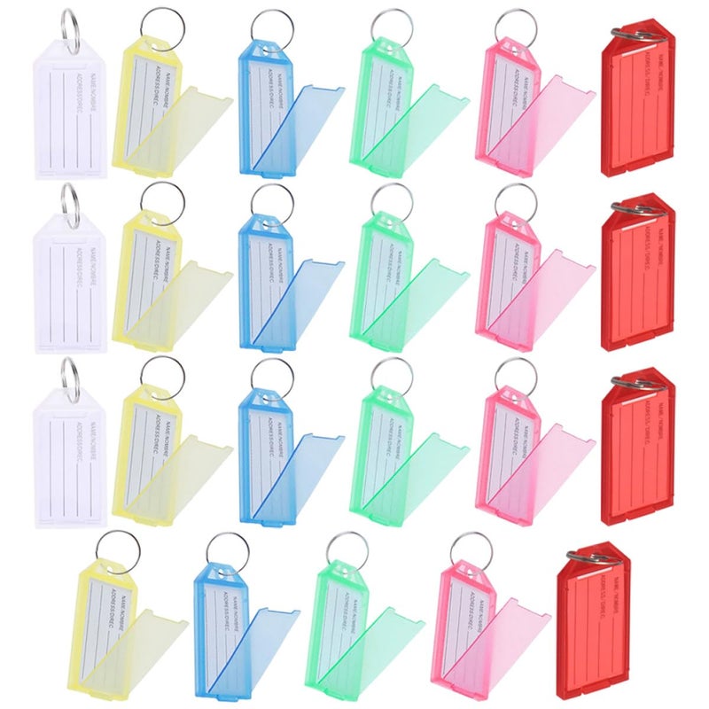 Colorful Luggage Tags 60 Pack with Writable Labels Key Rings for Travel Office Use - Image 2