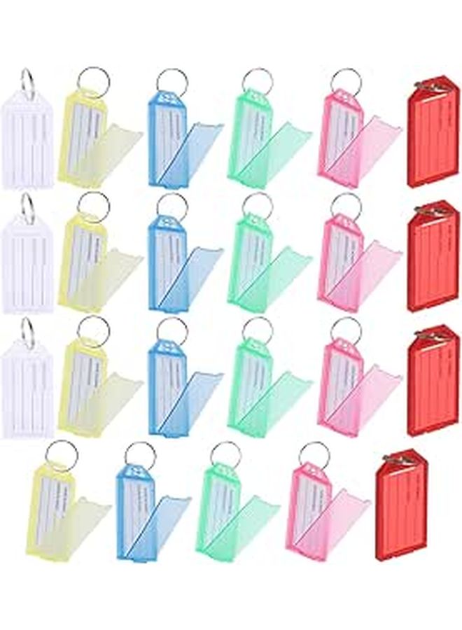 Colorful Luggage Tags 60 Pack with Writable Labels Key Rings for Travel Office Use - Image 1