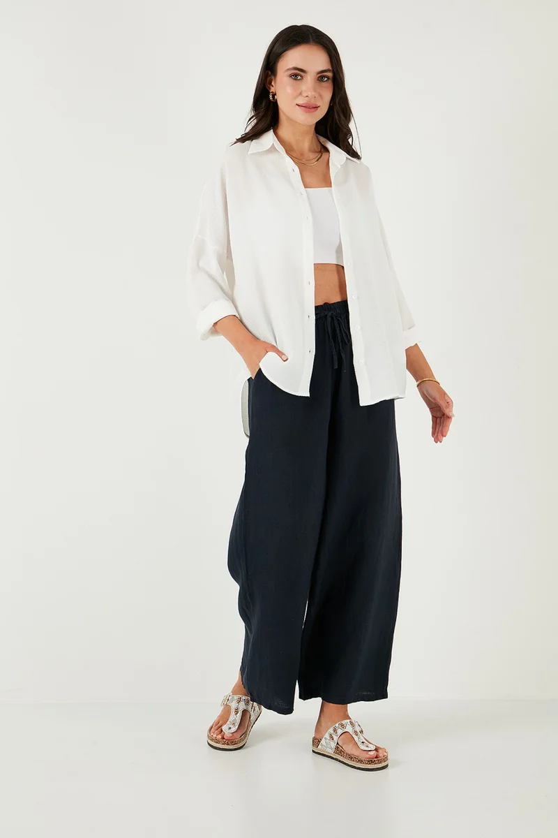 Lela Cotton Blend Regular Fit Textured Shirt Women's Shirt 6772931