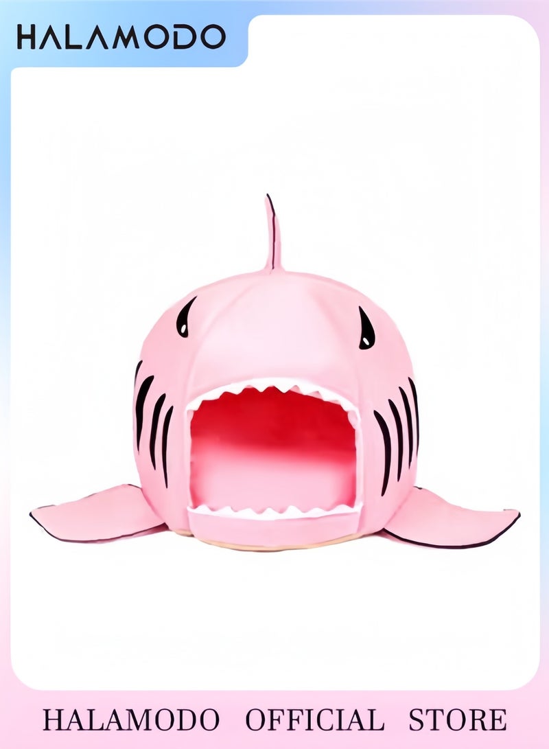 هالامودو مأوى للحيوانات الأليفة بتصميم جذاب على شكل فم سمكة قرش وردي - Image 1