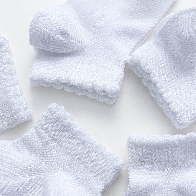 Looching 5 Pack Baby Girls Boys Mesh Thin Socks Cotton White Kids Toddler Soft No Show Ankle Socks 1-12T Kids - Image 5