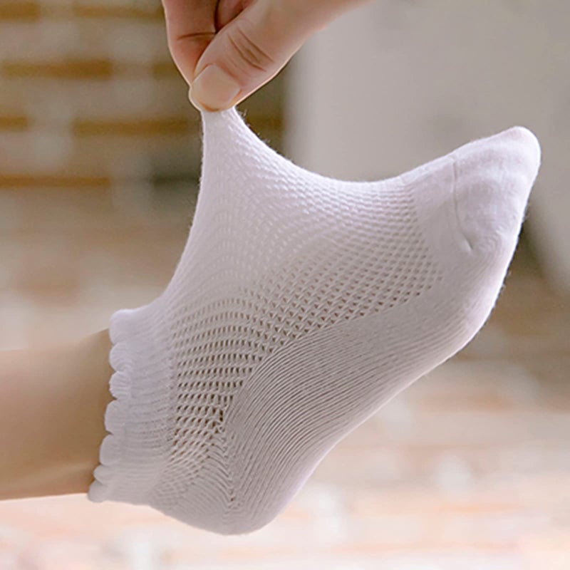 Looching 5 Pack Baby Girls Boys Mesh Thin Socks Cotton White Kids Toddler Soft No Show Ankle Socks 1-12T Kids - Image 4
