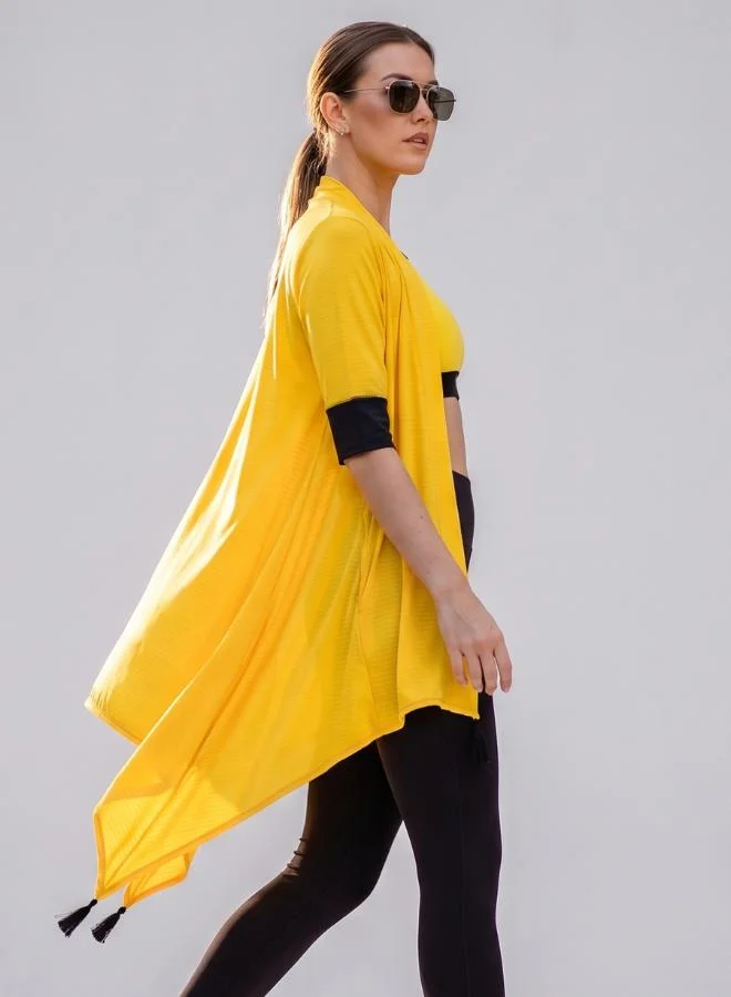 Zaecy Cyber Yellow Night Empyrean Black Women's Waterfall Shrug for Women | Best Price UAE