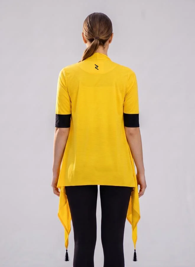 Zaecy Cyber Yellow Night Empyrean Black Women's Waterfall Shrug for Women | Best Price UAE