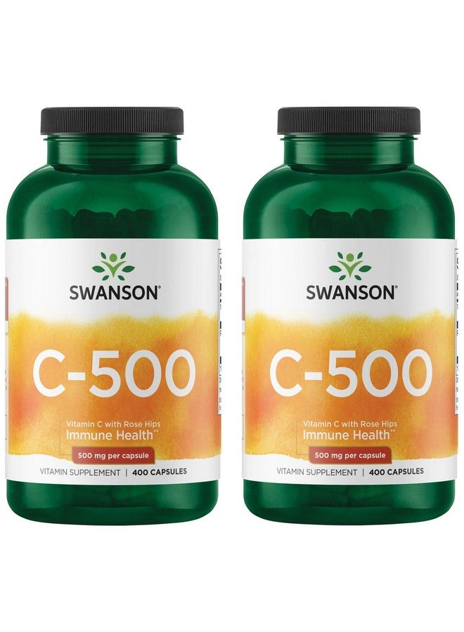 Swanson Vitamin C with Rose HIPS 500 Milligrams 400 Capsules (2 Pack)