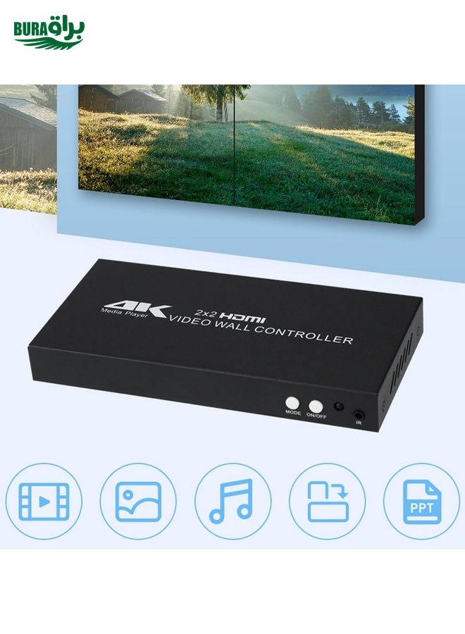 XP02 4K 2x2 HDMI Video Wall Controller Multi-screen Splicing Processor, Style:Ordinary(US Plug)