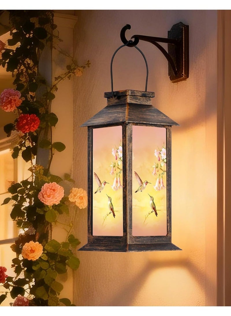 OUTON Solar Lantern Outdoor Waterproof, Hanging Solar LED Hummingbird Garden Light, Plastic Decorative Landscape Light for Yard Patio Lawn Pathway, Gift for Women Mom Grandma Bronze - Image 1