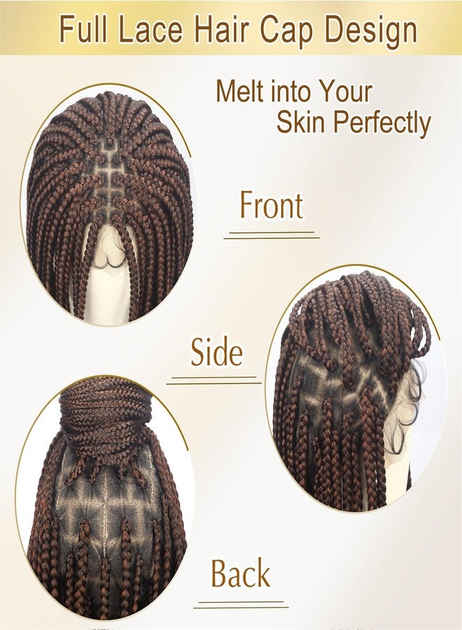 Alebery 36" Full Lace Knotless Box Braided Wigs for Black Women Knotless Box Braids Lace Front Wig with Baby Hair Lightweight Synthetic Lace Frontal Dark Brown Cornrow Twisted Braided Wigs (1B/30) - Image 2