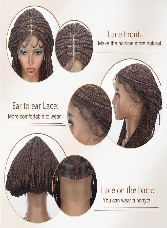 Alebery 36" Full Lace Knotless Box Braided Wigs for Black Women Knotless Box Braids Lace Front Wig with Baby Hair Lightweight Synthetic Lace Frontal Dark Brown Cornrow Twisted Braided Wigs (1B/30) - Image 5