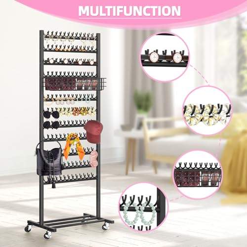 KANEODOT 2-Sided Braiding Hair Rack with Wheels, Standing Hair Extension Holder with Salon Tray, Braiding Rack Stand for Hair, 286 Pegs Hair Racks for Braiders Standing, Hair Stand for Braiding Hair - Image 4