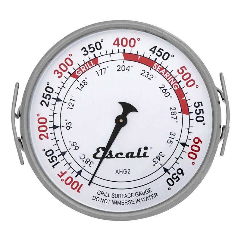 Escali AHG2 Stainless Steel Direct Grill Surface Thermometer Searing Temperature Zones 100500F Degree Range NSF Certified