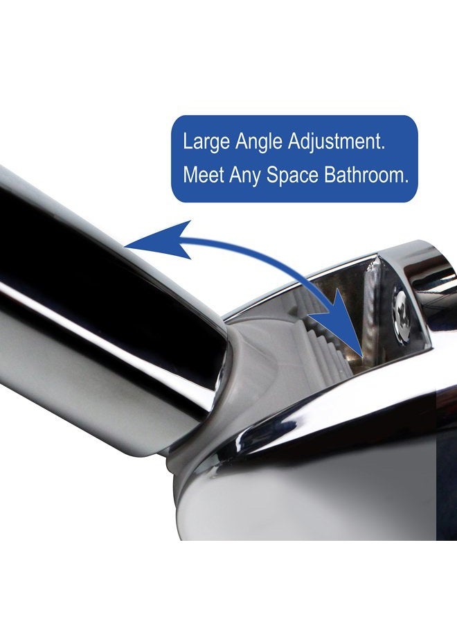 YOO.MEE On Wall Mount Shower Bracket for Handheld Shower Head, Height Adjustable Holder - Large Angle Adjustable to Meet Any Space Bathroom- Chrome - Image 2