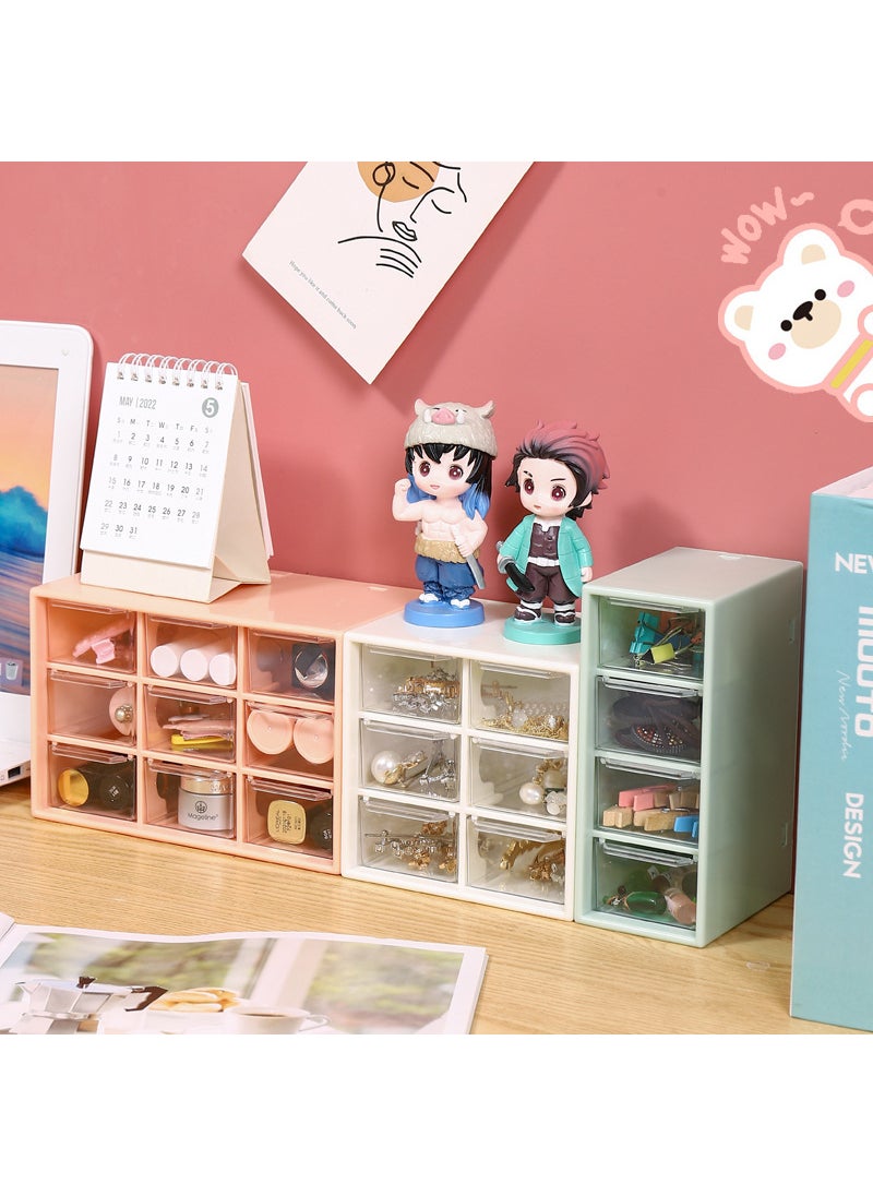 Generic - 9 Gongge Mini Desktop Drawer Storage Box Instagram Style Storage Transparent Jewelry Jiugong Pea Hand Account Finishing Cabinet 6 Grits Meat Powder - Image 1