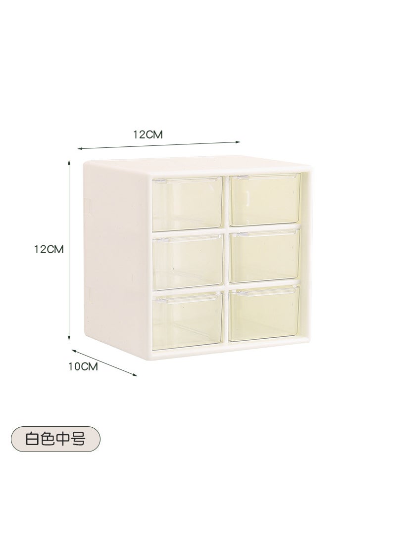 Generic - 9 Gongge Mini Desktop Drawer Storage Box Instagram Style Storage Transparent Jewelry Jiugong Pea Hand Account Finishing Cabinet 6 Grits Meat Powder - Image 1