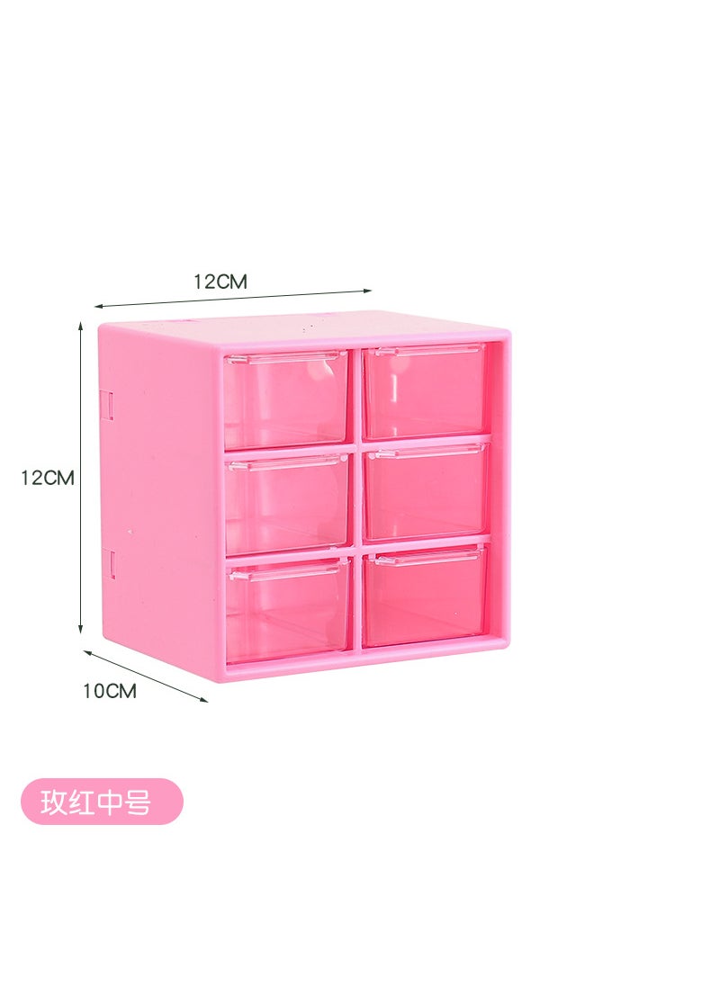 Generic - 9 Gongge Mini Desktop Drawer Storage Box Instagram Style Storage Transparent Jewelry Jiugong Pea Hand Account Finishing Cabinet 6 Grits Meat Powder - Image 1