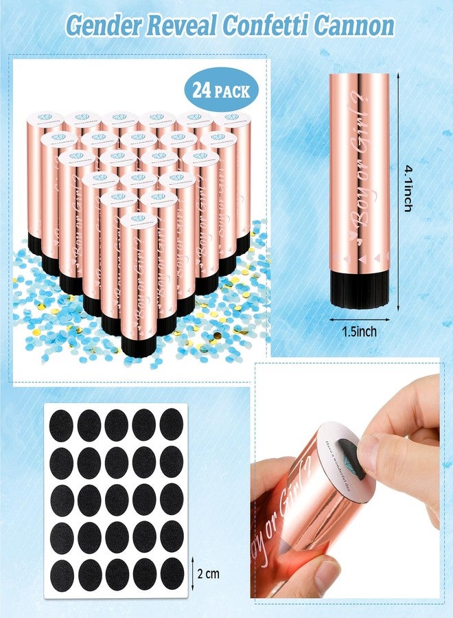 Seenelling 24 Pack Gender Reveal Confetti Cannon Boy or Girl Mini Gender Reveal Poppers Confetti Cannon with Stickers for Baby Shower Party Supplies (Blue) - Image 2