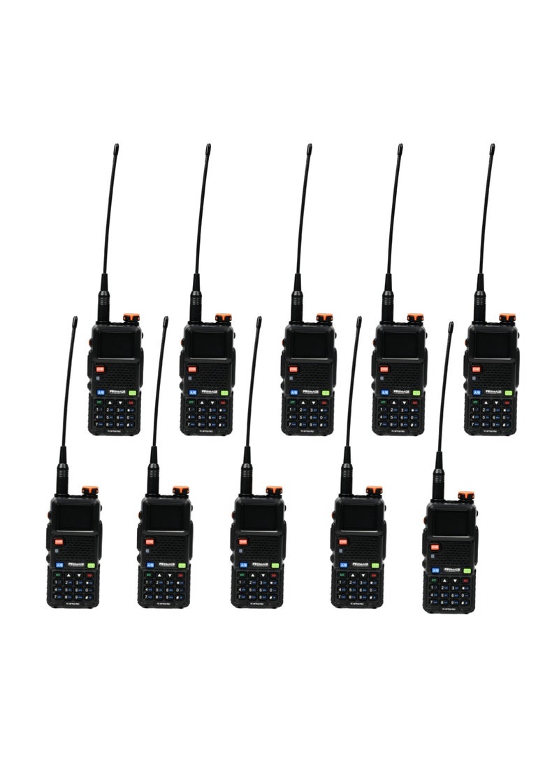 PROMAGE Promage Connect PC-WT910 PRO Dual Band (VHF/UHF) Analog Portable Two-Way Radio Ten Pack Walkie-Talkies, 50- 55Hz, 1500mAh Battery, Compact Hand Held Transceiver, High Quality And Reliable, Black | 10 - Pack  - Image 1