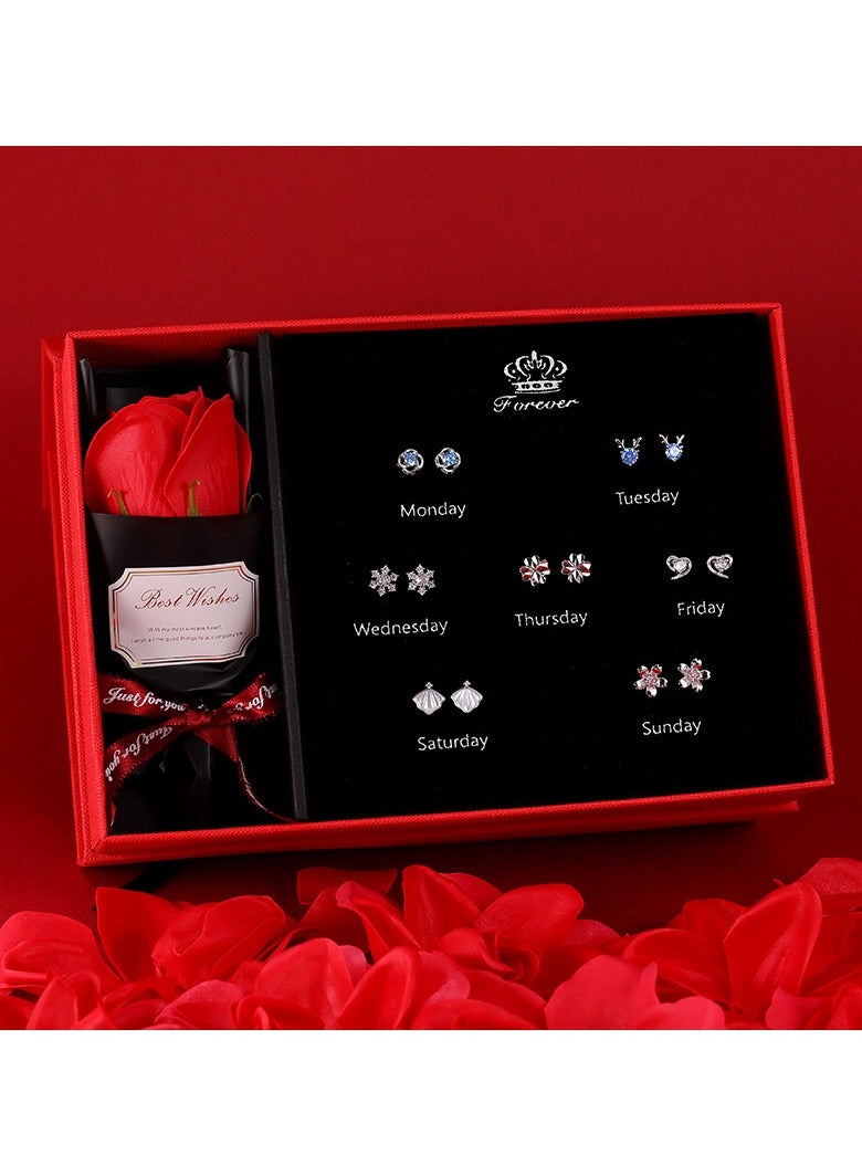 Mark Fairwhale One Week Earring Set Inlaid With Micro Zirconia Fashion Week Earrings 