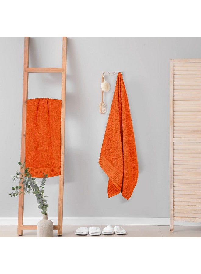 GLAMBURG 100% Cotton 2 Pack Oversized Bath Towel Set 28x55 Inches, Ultra Soft Highly Absorbant Compact Quickdry & Lightweight Large Bath Towels, Ideal for Gym Travel Camp Pool - Orange - Image 4