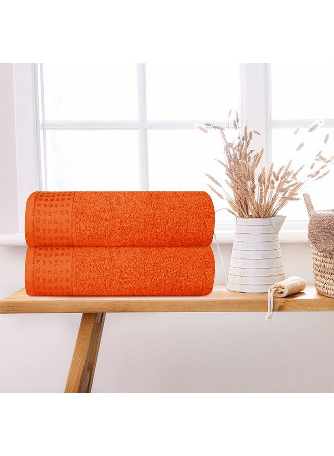 GLAMBURG 100% Cotton 2 Pack Oversized Bath Towel Set 28x55 Inches, Ultra Soft Highly Absorbant Compact Quickdry & Lightweight Large Bath Towels, Ideal for Gym Travel Camp Pool - Orange - Image 3