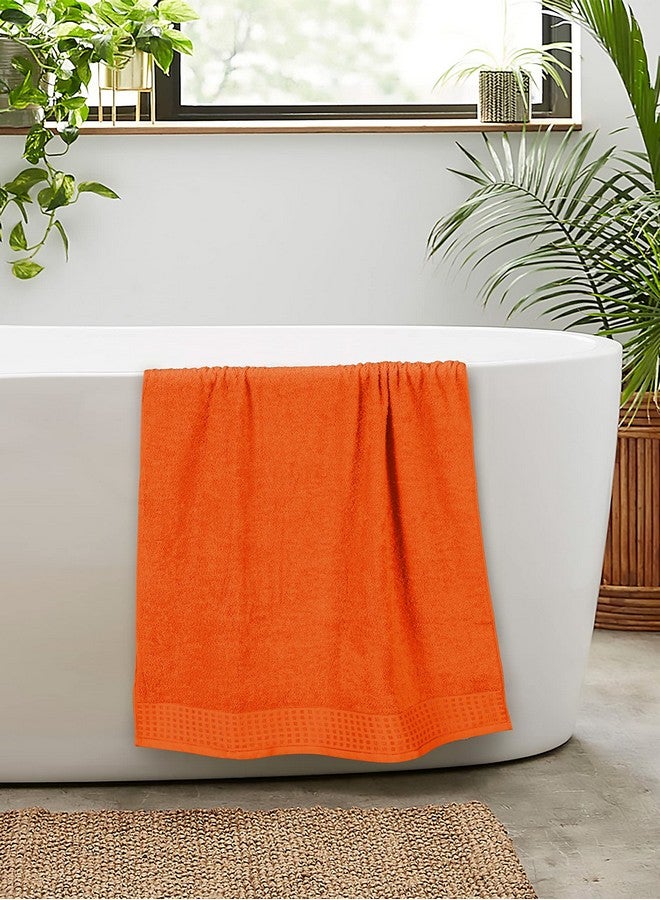 GLAMBURG 100% Cotton 2 Pack Oversized Bath Towel Set 28x55 Inches, Ultra Soft Highly Absorbant Compact Quickdry & Lightweight Large Bath Towels, Ideal for Gym Travel Camp Pool - Orange - Image 5
