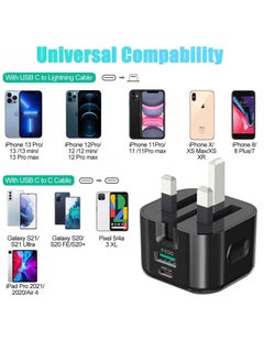 Necomi USB C Charger, 20W Fast Charge Wall Plug, 2 Ports PD&QC 3.0 Fast Charger Plug Compatible-Black  - Image 4