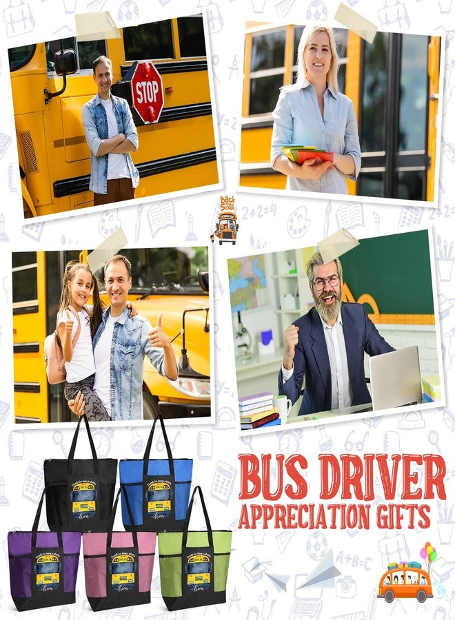 Abbylike 5 Pcs Bus Driver Appreciation Gifts Tote Bags Drivers Thank You Gift Bags Zipper for Women Men(Bright Color - Image 5