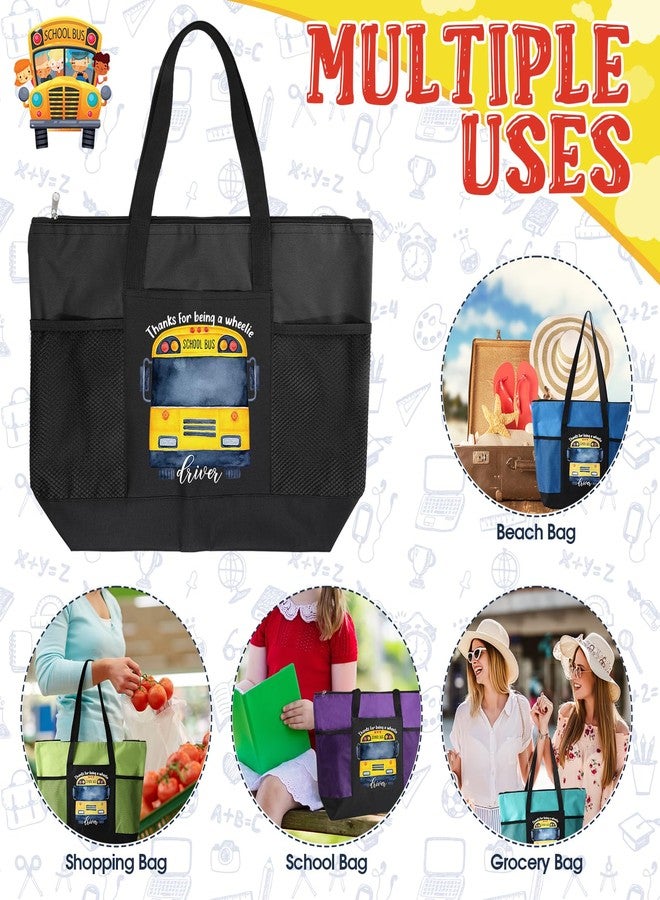Abbylike 5 Pcs Bus Driver Appreciation Gifts Tote Bags Drivers Thank You Gift Bags Zipper for Women Men(Bright Color - Image 4