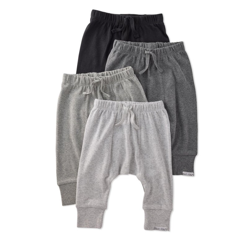 Butterblu Jordan 4-Pack Jogger Pants 100% Organic Cotton Bottoms for Boys & Girls, Stone, Newborn - Image 1