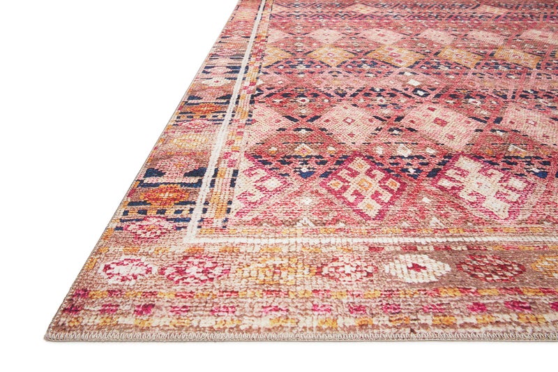 Loloi Layla Collection LAY-15 Magenta/Multi 5'-0" x 7'-6" .13" Thick Area Rug, Soft, Durable, Vintage Inspired, Distressed, Low Pile, Non-Shedding, Easy Clean, Printed, Living Room Rug - Image 3