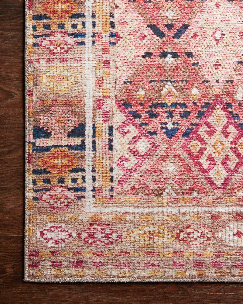 Loloi Layla Collection LAY-15 Magenta/Multi 5'-0" x 7'-6" .13" Thick Area Rug, Soft, Durable, Vintage Inspired, Distressed, Low Pile, Non-Shedding, Easy Clean, Printed, Living Room Rug - Image 5