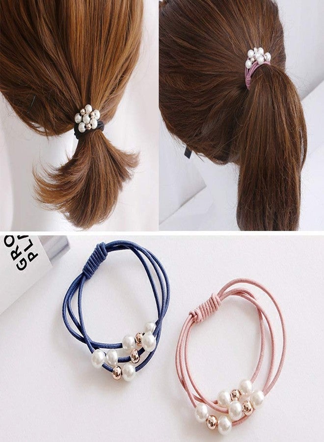 DDJYP 20 Pcs Korean Hair Accessories for Girls - Multi Layer Hair Rings with Pearls, Elastic Ties, and Rope Hairbands - Image 3
