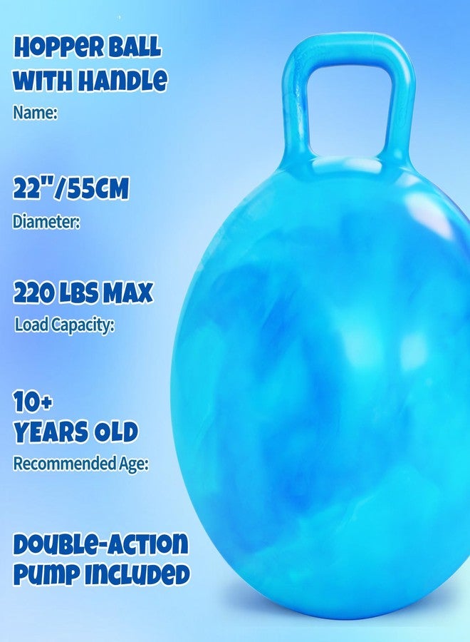 Hymaz 3 Pack Bouncy Ball with Handle, 22 inch Hopper Balls with Pump for Kids & Teens Aged 10+, Clouds Bounce Exercise Ball Hopping Toys for Boys Girls Birthday Gifts Holiday Activities Fun Races - Image 2