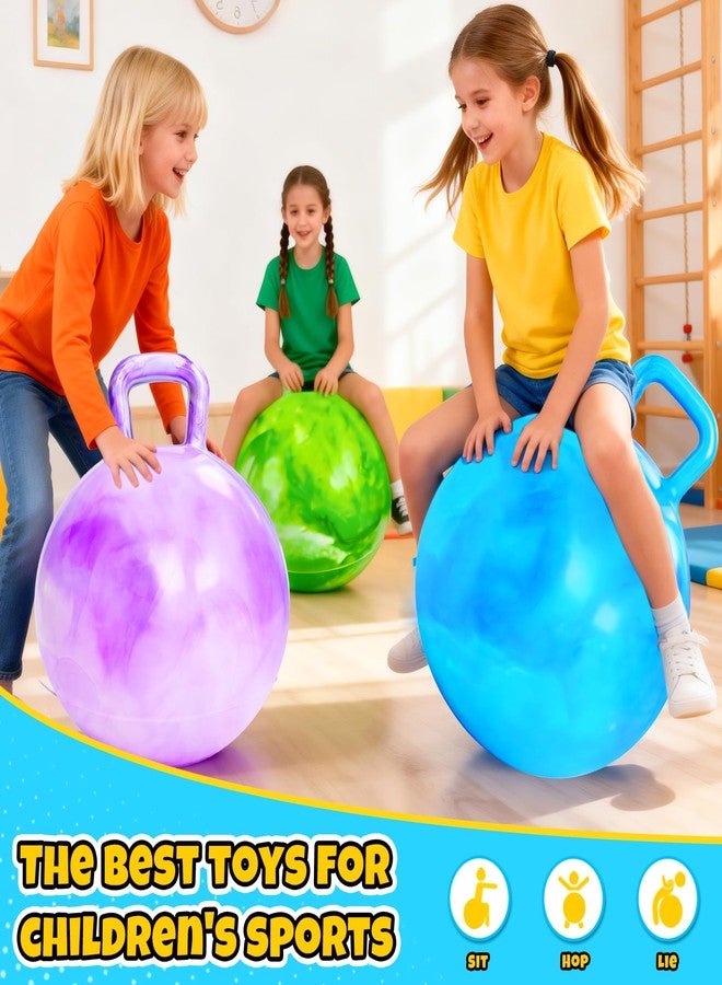 Hymaz 3 Pack Bouncy Ball with Handle, 22 inch Hopper Balls with Pump for Kids & Teens Aged 10+, Clouds Bounce Exercise Ball Hopping Toys for Boys Girls Birthday Gifts Holiday Activities Fun Races - Image 3
