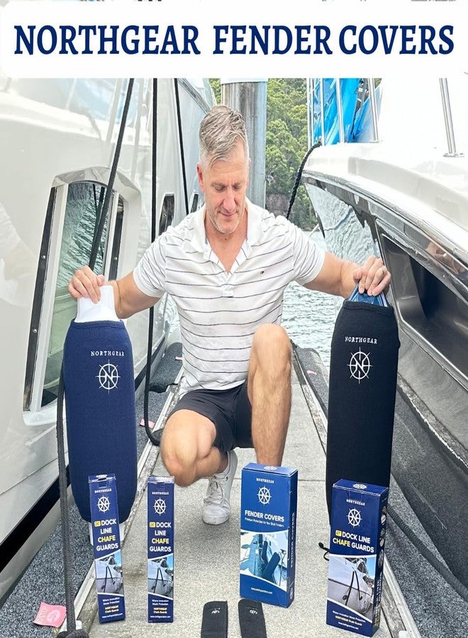 NORTHGEAR أغطية واقيات القوارب 8 × 23 بوصة، تحمي من أضرار الأشعة فوق البنفسجية وعلامات احتكاك الهيكل؛ مصنوعة من البوليستر المتين عالي الجودة، تتحمل الظروف البحرية القاسية، لون أزرق داكن - Image 5