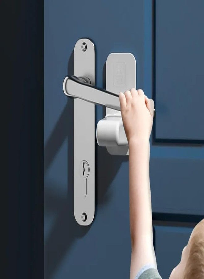 KRESHU Baby Safety Self Adhesive Door Lock Easy Installation Child Hand Proof Handle Lock ABS Plastic Door Stopper No Drilling with Minimalist Design for Children Lock Cupboard Drawers (White, 1-Pcs) - Image 4