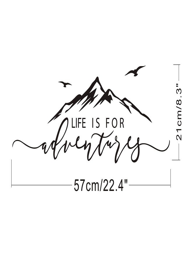 GESTYZ Life is for Adventures Wall Decal, Mountain Design Wall Sticker, Flying Birds Wall Sticker, Travel Decor, Adventure Decor, Home Decal Wall Stickers Y15 (57X23cm, Black) - Image 4